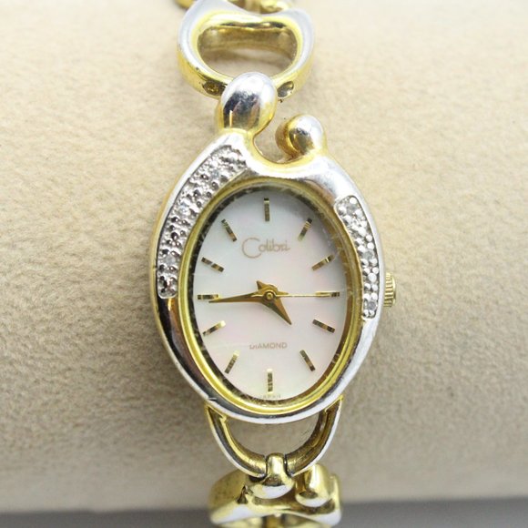 Vintage Colibri Women's Diamond Watch Women Gold Tone Oval Dial Mother Child - Picture 1 of 6